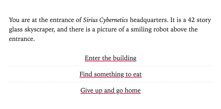 Example of fork links in Chapbook